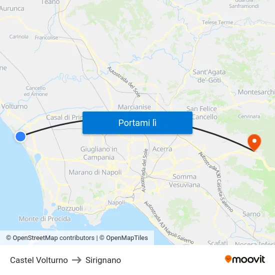 Castel Volturno to Sirignano map