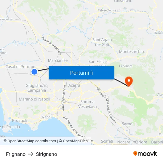 Frignano to Sirignano map