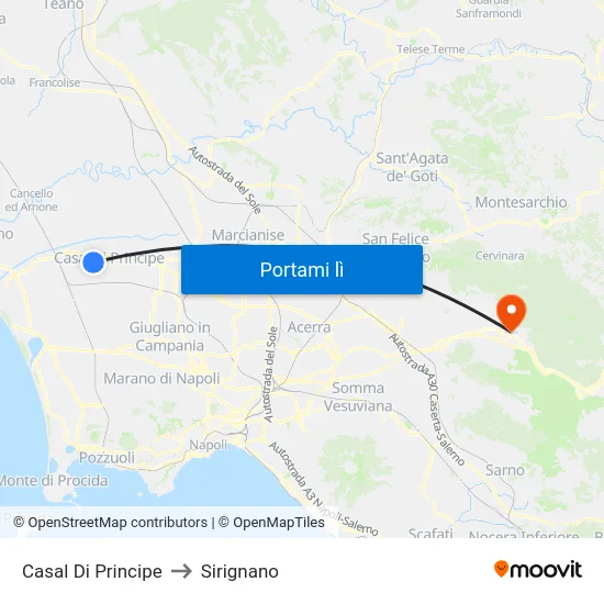 Casal Di Principe to Sirignano map