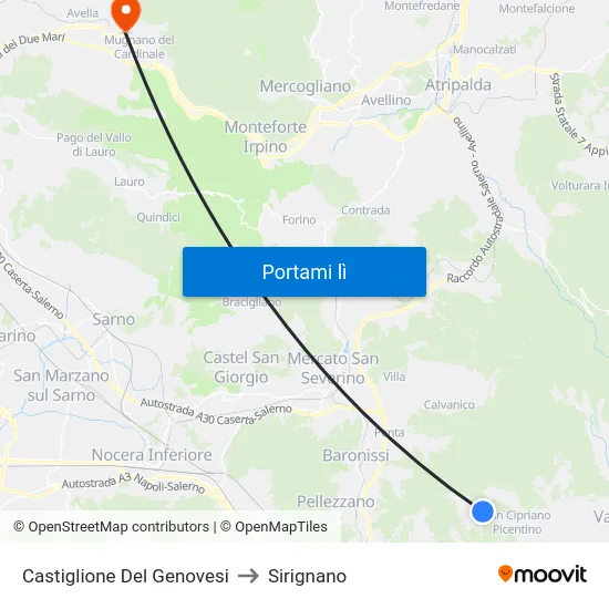 Castiglione Del Genovesi to Sirignano map
