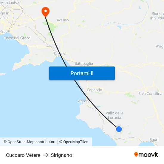 Cuccaro Vetere to Sirignano map