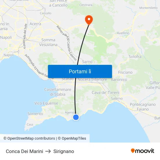 Conca Dei Marini to Sirignano map