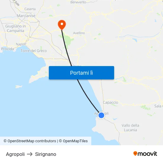 Agropoli to Sirignano map