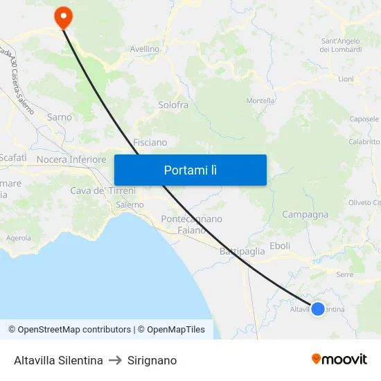 Altavilla Silentina to Sirignano map