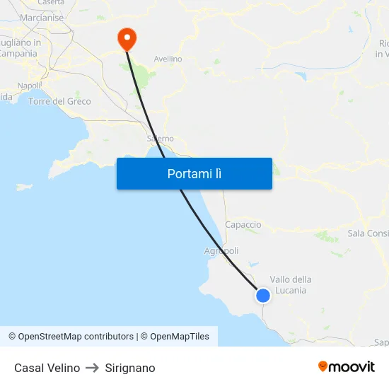 Casal Velino to Sirignano map
