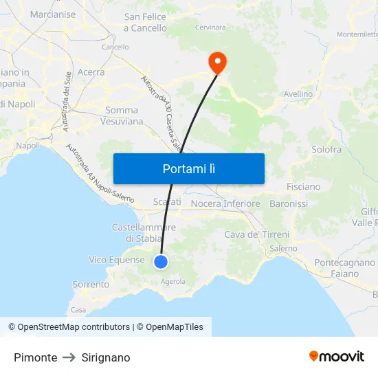 Pimonte to Sirignano map