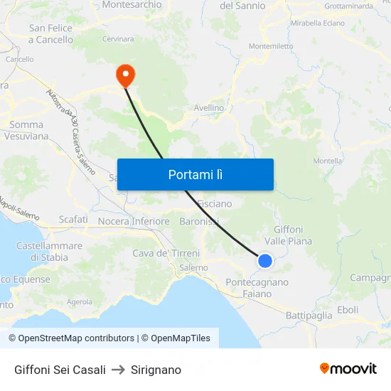 Giffoni Sei Casali to Sirignano map