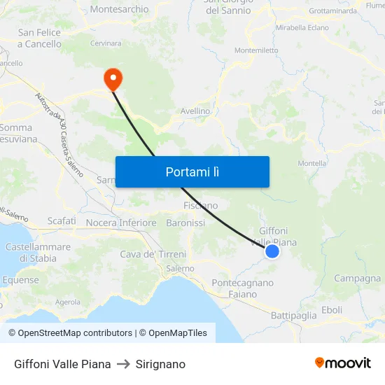 Giffoni Valle Piana to Sirignano map