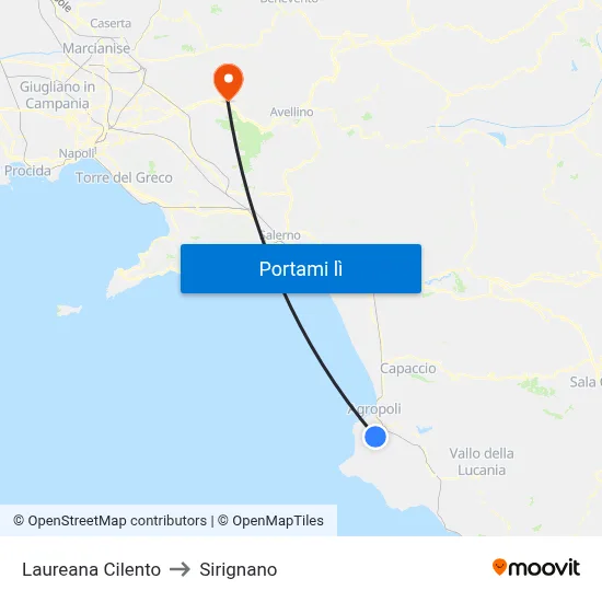 Laureana Cilento to Sirignano map