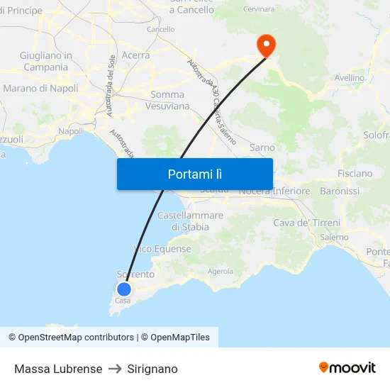 Massa Lubrense to Sirignano map