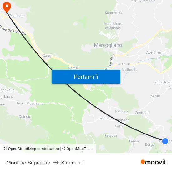Montoro Superiore to Sirignano map