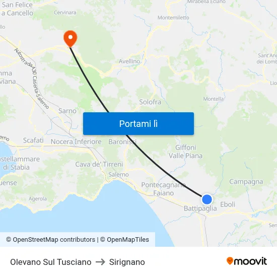 Olevano Sul Tusciano to Sirignano map
