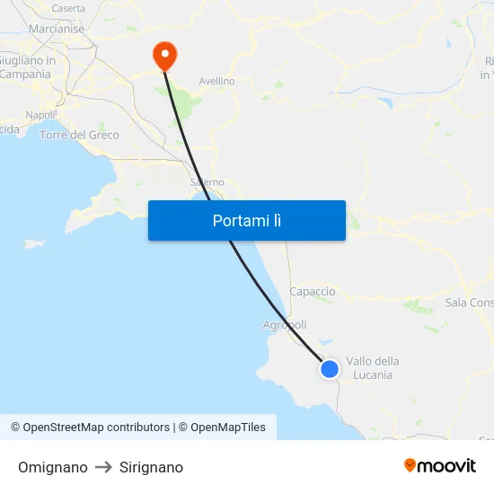 Omignano to Sirignano map