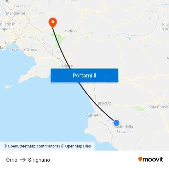 Orria to Sirignano map