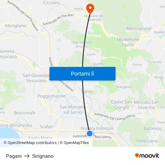 Pagani to Sirignano map