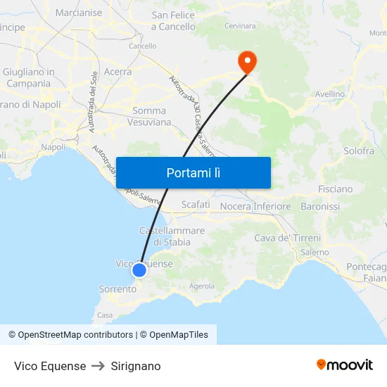 Vico Equense to Sirignano map