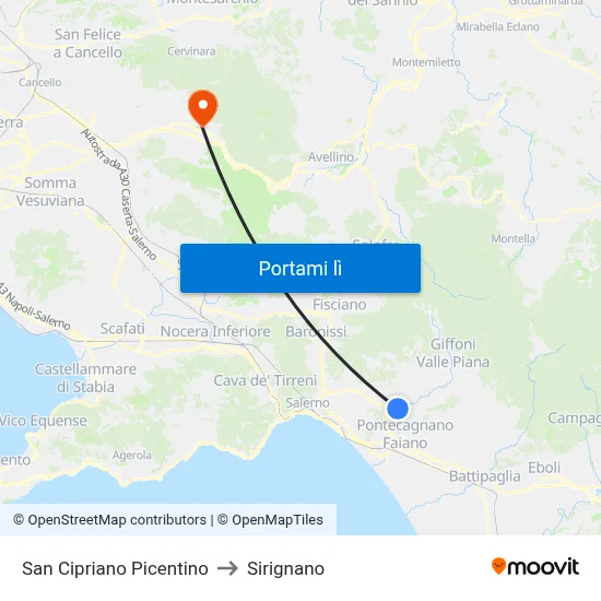 San Cipriano Picentino to Sirignano map
