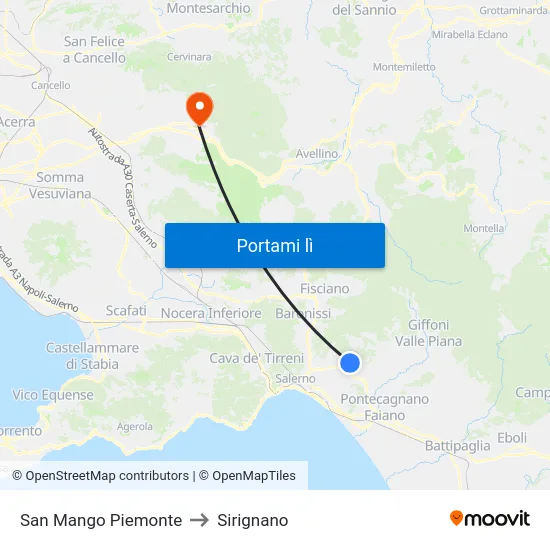 San Mango Piemonte to Sirignano map
