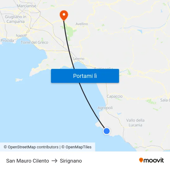 San Mauro Cilento to Sirignano map