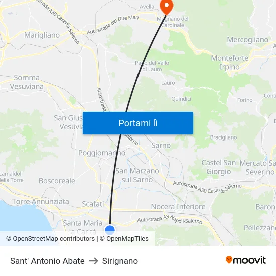 Sant' Antonio Abate to Sirignano map