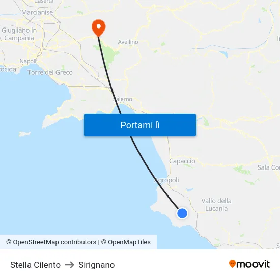 Stella Cilento to Sirignano map