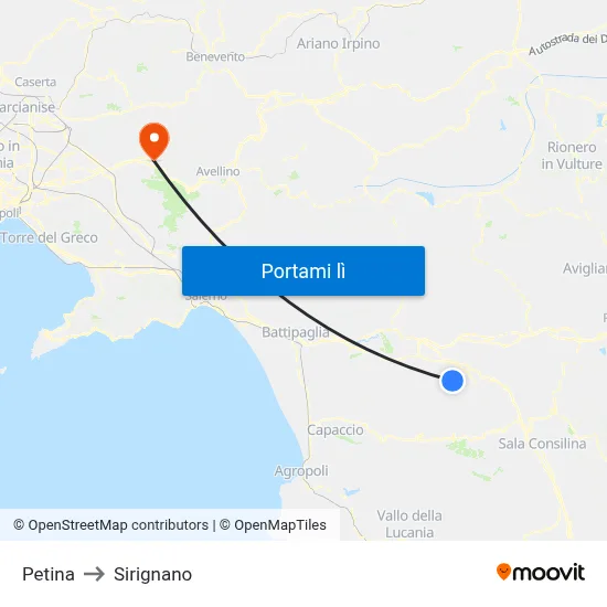 Petina to Sirignano map