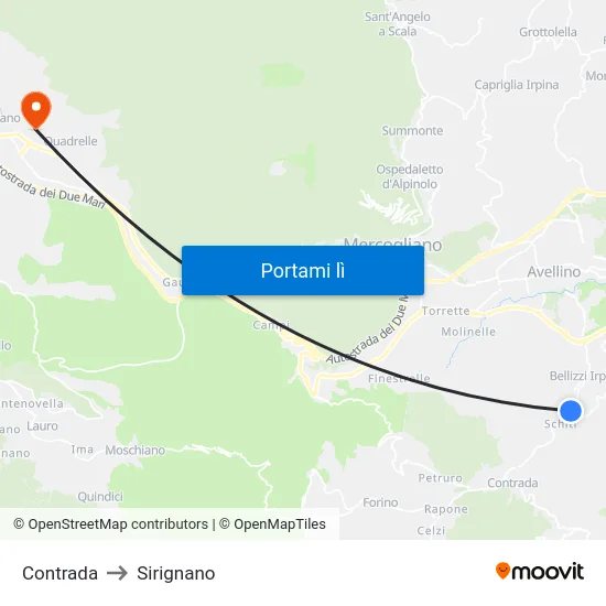 Contrada to Sirignano map