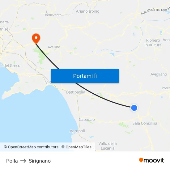 Polla to Sirignano map