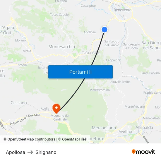 Apollosa to Sirignano map