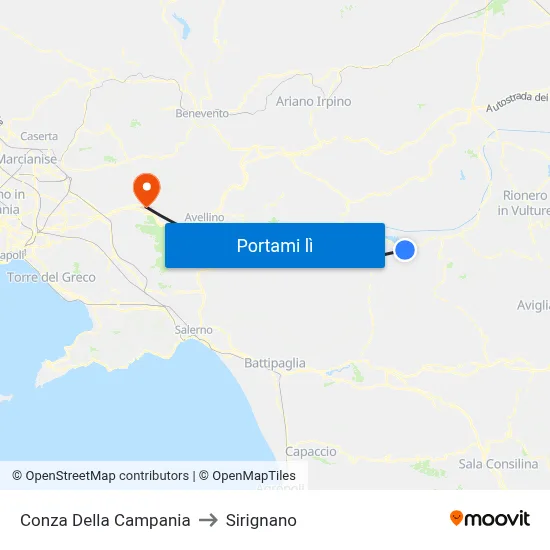 Conza Della Campania to Sirignano map