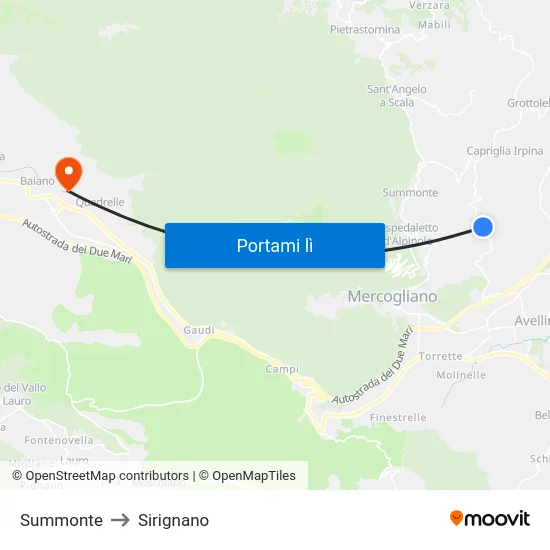 Summonte to Sirignano map