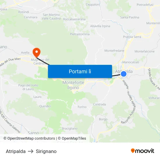 Atripalda to Sirignano map