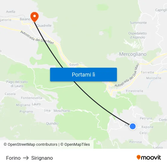 Forino to Sirignano map