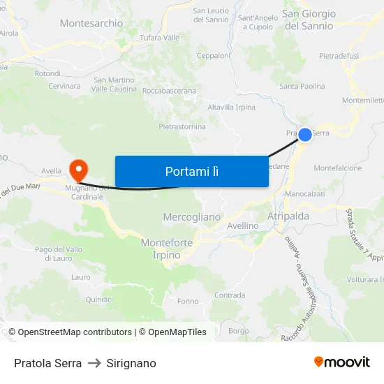 Pratola Serra to Sirignano map