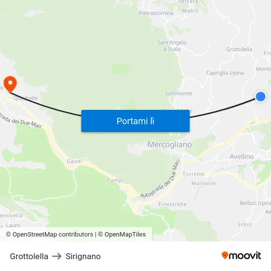 Grottolella to Sirignano map