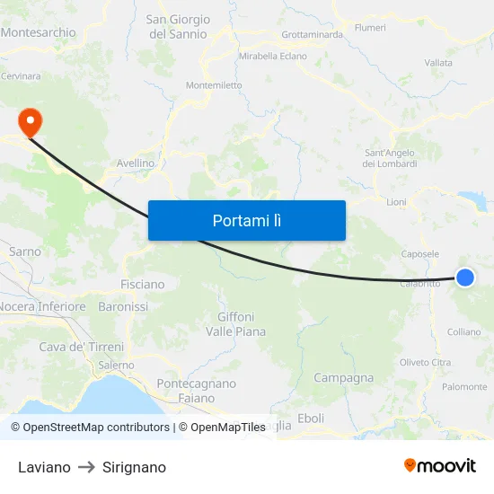Laviano to Sirignano map