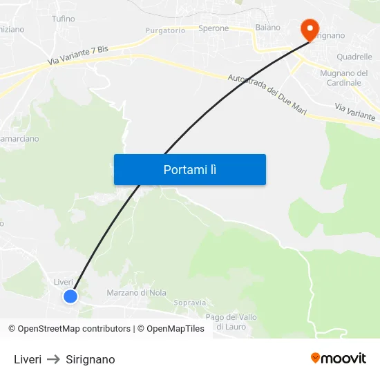Liveri to Sirignano map