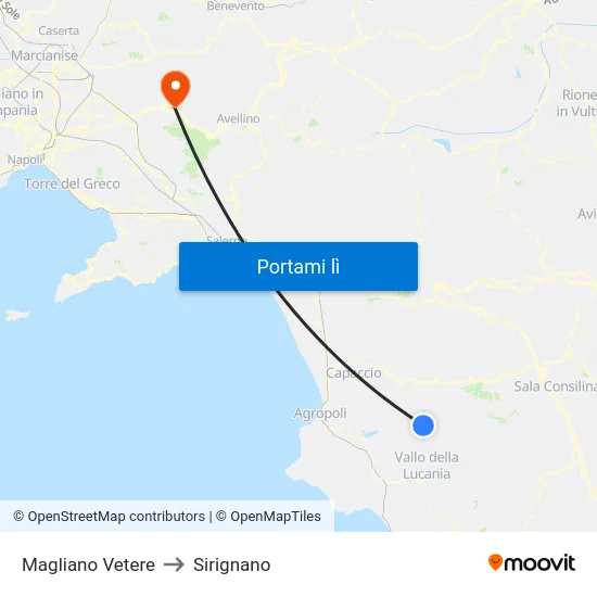 Magliano Vetere to Sirignano map