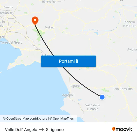 Valle Dell' Angelo to Sirignano map