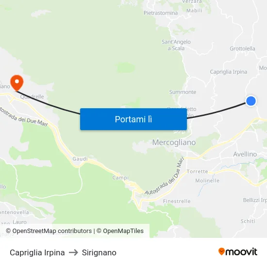Capriglia Irpina to Sirignano map