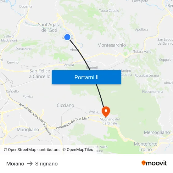 Moiano to Sirignano map