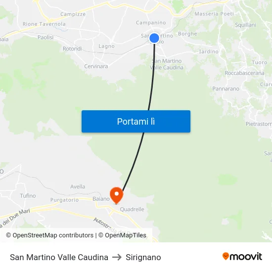 San Martino Valle Caudina to Sirignano map