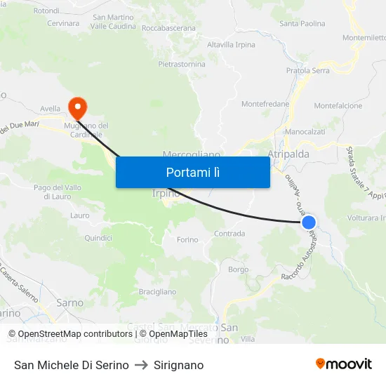 San Michele Di Serino to Sirignano map