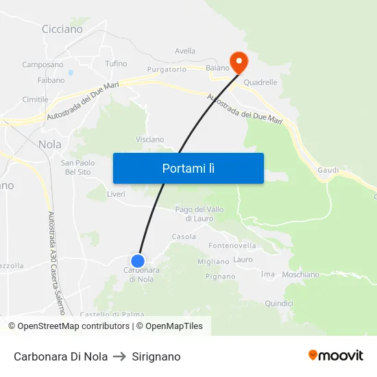 Carbonara Di Nola to Sirignano map