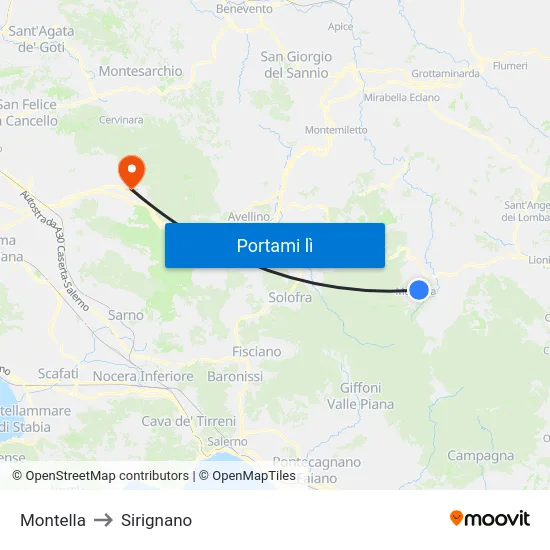 Montella to Sirignano map