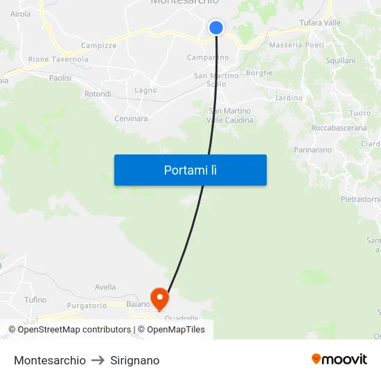 Montesarchio to Sirignano map