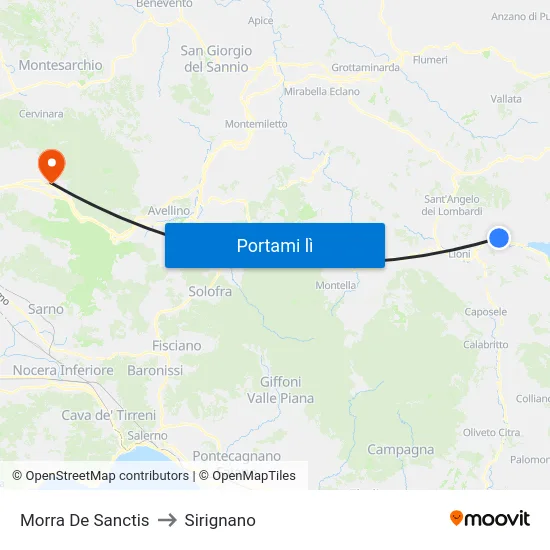 Morra De Sanctis to Sirignano map