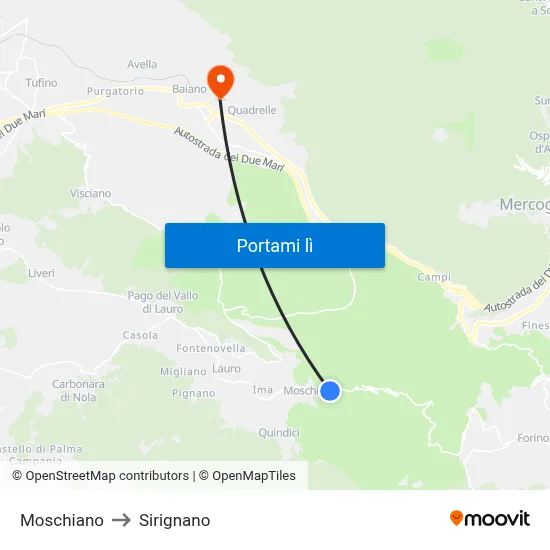 Moschiano to Sirignano map