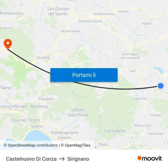 Castelnuovo Di Conza to Sirignano map