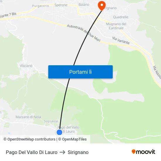 Pago Del Vallo Di Lauro to Sirignano map